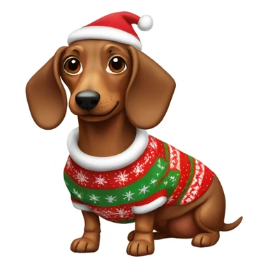 wiener dog wearing a christmas sweater sticker