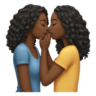 black lesbian couple with long hair kissing in love sticker