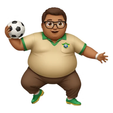 make an guy called pedro who is dancing with a football and playing brazzilian phonk and hee has glasses and is obese sticker