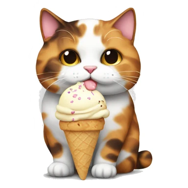 Realistic Fat calico cat with icecream sticker