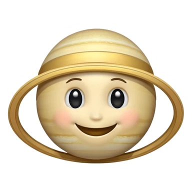 Saturn planet with rings and a cute smiling face sticker