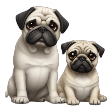 Two dogs a shitzu black and white next to classic pug sticker