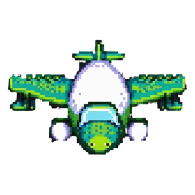 crocodile head airplane in pixel art style sticker
