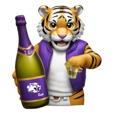LSU Mike the Tiger popping champagne bottle sticker