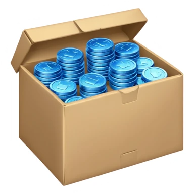 blue coins credit in a package sticker