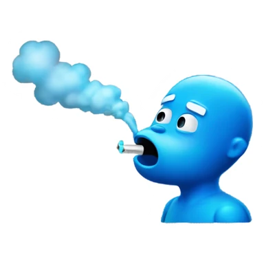 Blue emoji guy inhaling blue gas sticker