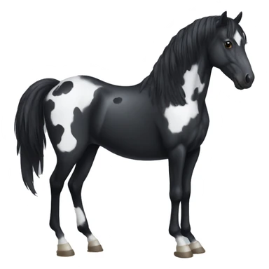Black horse with white spots and wings full body four legs sticker