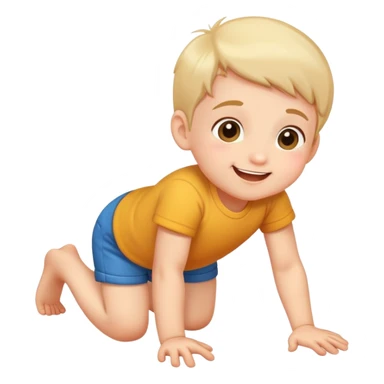 cheerful and cute child crawling on hands and knees sticker