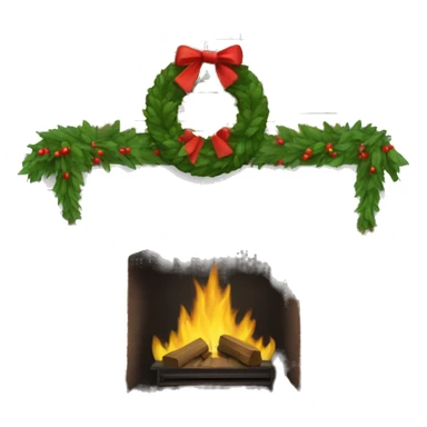 Brick Fireplace with wreath  sticker