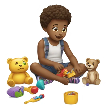 white child playing with toys sticker