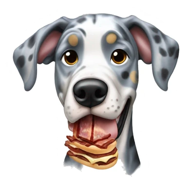 Blue Merle Great Dane eating bacon sticker