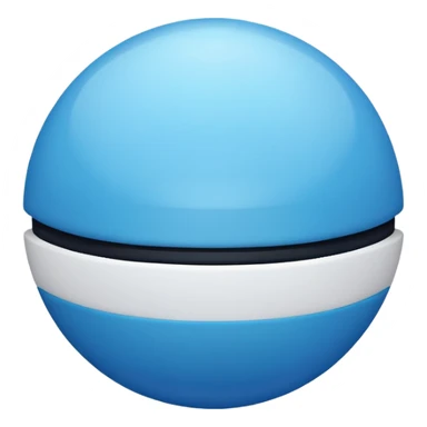 vibrant blue pokeball emoji with a black stripe and highlights, top half vibrant blue, bottom half white sticker