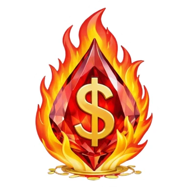 Red flaming crystal with a $ carved into the center of the crystal.Red flaming crystal with a $ carved into the center of the crystal. sticker