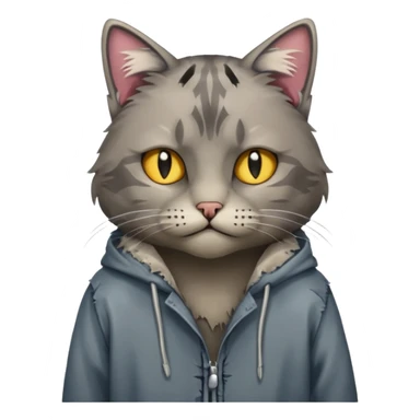 homeless poor cat with torn clothes  sticker