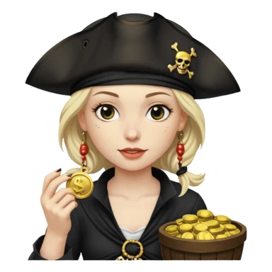 Lady Pirate With holding Coins. sticker