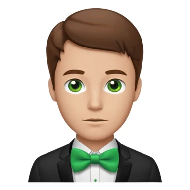 a man with a green bow tie and brown hair sticker
