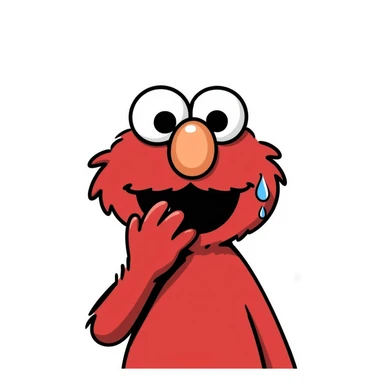 A sad Elmo feeling blue with a tear coming down sticker