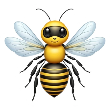 A cute yellow and black striped bee with transparent wings sticker
