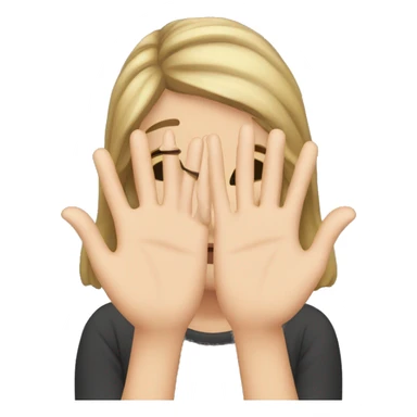 the girl holds an open palm in front of her face and closed her eyes sticker