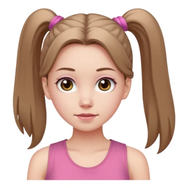 Девушка, бледная кожа, глаза серого цвета, светло русые, длинные волосы, собранные в хвост, розовая майка без рукавов sticker