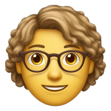 Jeune adulte avec des lunettes blanche visage de forme oval et cheuveux marron sticker