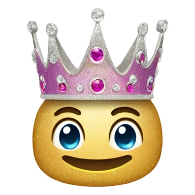glittery crown with happy smile and happy eyes sticker