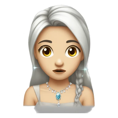 girl with jewel and crystal hair sad tear face sticker