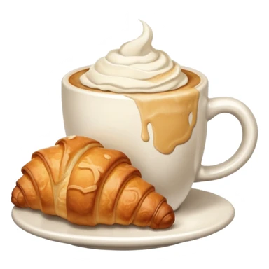 Croissant near cappuccino sticker