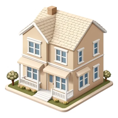 Isometric exterior little beige and white home store dollhouse style 3D realistic  sticker