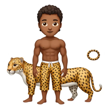 Handsome Black guy with brown skin tone, with muscular build, wearing loose fitting leapard print pajamas and white slippers  sticker