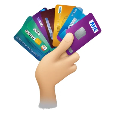 a hand spreading 5 credit cards, emv chip, credit card, debit card, amex platinum, American express sticker