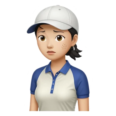 asian women golfer painful profile sticker