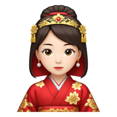 Japanese Princess with in red ceremonial robe kimono sticker