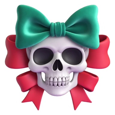 gothic bow, deep emerald velvet, silver skull charm, black rose center, rich and gothic sticker