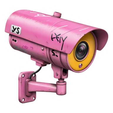 Security Camera pink with graffity sticker
