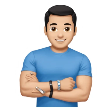 pretty bratz emoji of salman khan wearing a black tee, silver- blue bracelet, black hair sticker