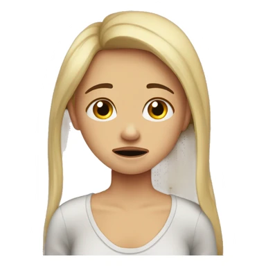 Girl crying on her pillow ￼ sticker