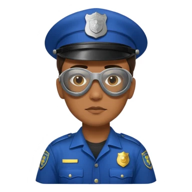 police officer with badge and welding goggles over eyes sticker