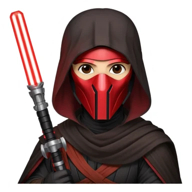 Darth Revan with his mask on holding red lightsaber mainly face shot not as much body sticker