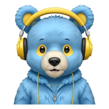 blue bear with yellow headphones sticker