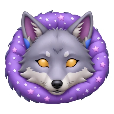 A wolf of winterfell from game of thrones sleeping under lilac stars sticker