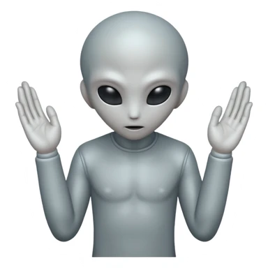 fullbody gray alien PRAYING HANDS REARVIEW sticker