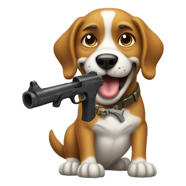Dog with a gun sticker