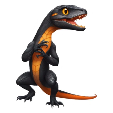 Black Shiny Lizard-Reptile-Raptor-Fakémon with Orange belly Full Body sticker