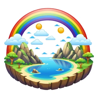Rainbow Bridge – Arched rainbow connecting flying islands. sticker