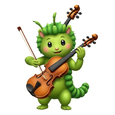 caterpillar playing violin on his shoulders sticker