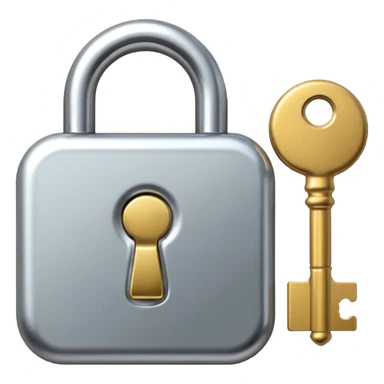 A chrome silver lock and key emoji, smooth metallic surfaces, glossy reflections, luxury swag vibe, minimal iOS emoji style, centered on clean white background sticker