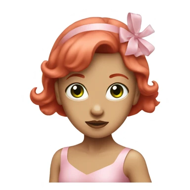 Medium light ballerina with pink dress, green eyrs and red hair sticker