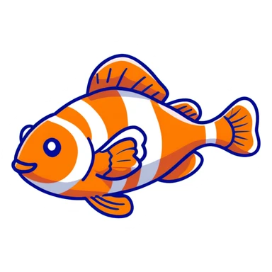 A colorful clown fish with orange and white stripes swimming sticker