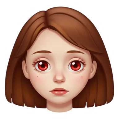 brown haired girl puffy swollen red circles around her eyes sticker